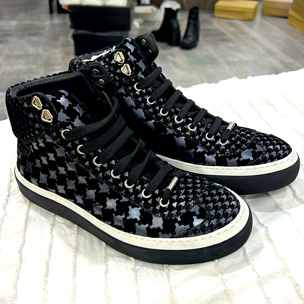 Jimmy Choo Black Velvet High Top Sneakers 40.5